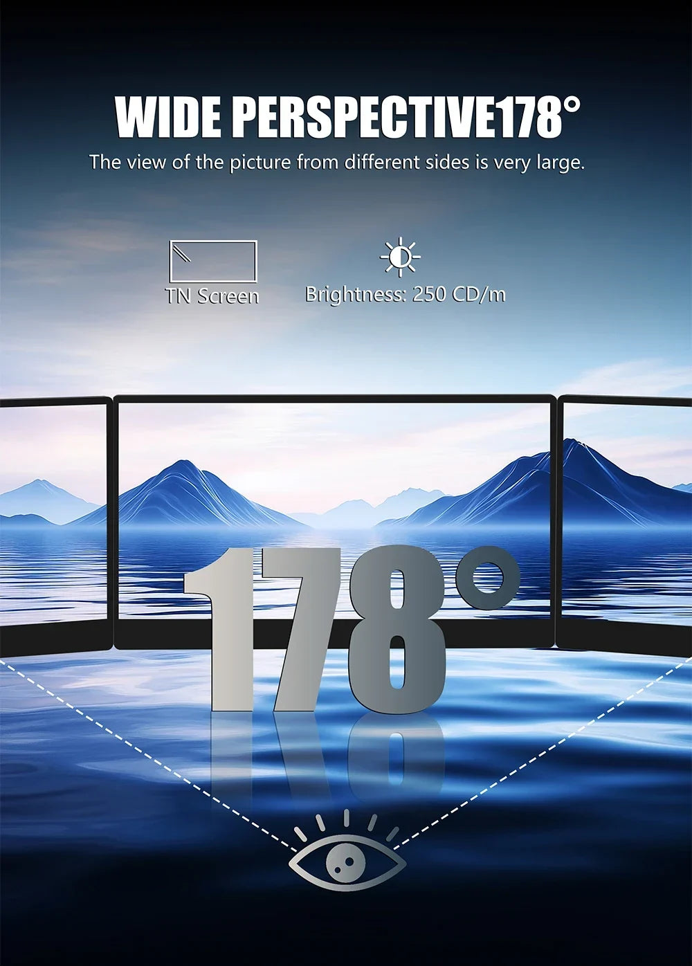 Portable 14 Inch Monitor 178 Degree View Built In Speaker