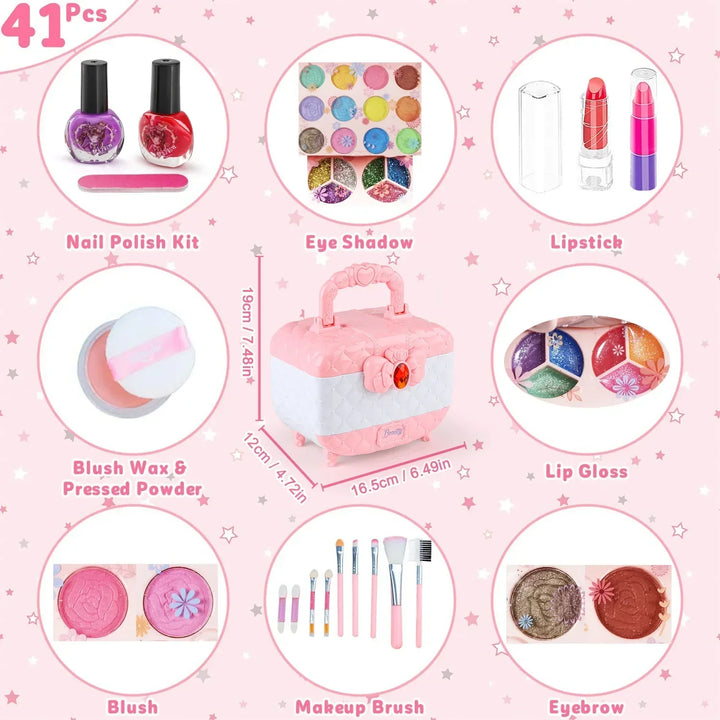 Kids Makeup Kit Pink And White Case Makeup Toy Set TikTok Viral Fall 2025 Gift Washable