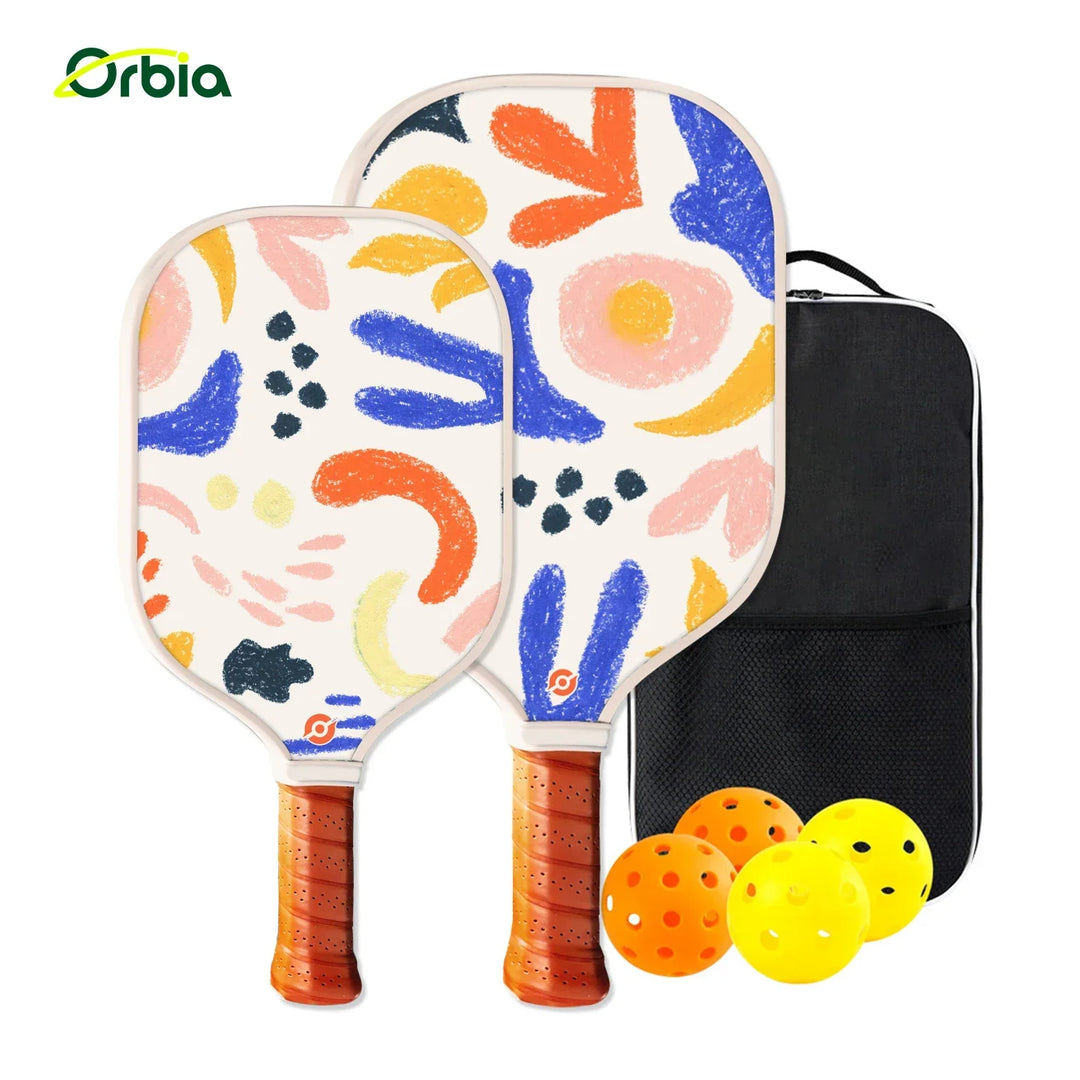 Family-Friendly Pickleball Paddle Set with Glass Fiber and Lightweight PP Core for Kids and Adults, Ideal for Outdoor Fun