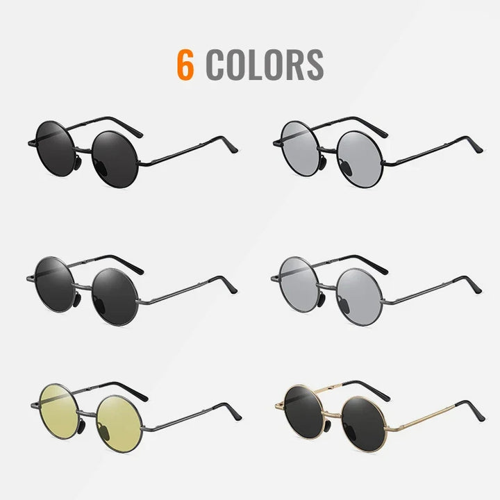 Photochromic Sunglasses Foldable Polarized Round Frame Summer 2026 Glare Reduction for Driving