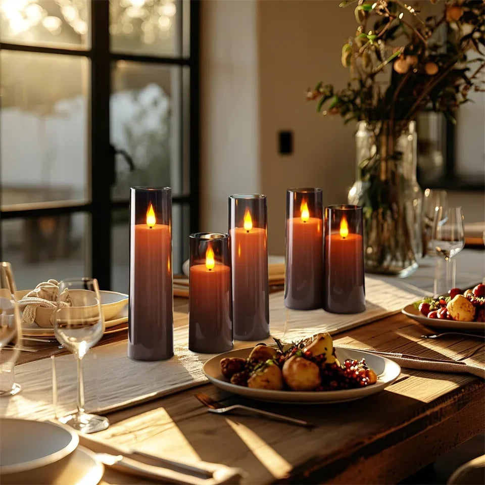 3Pcs/Set LED Flameless Candles with Remote Control - Flickering Light for Weddings &amp; Home Decor