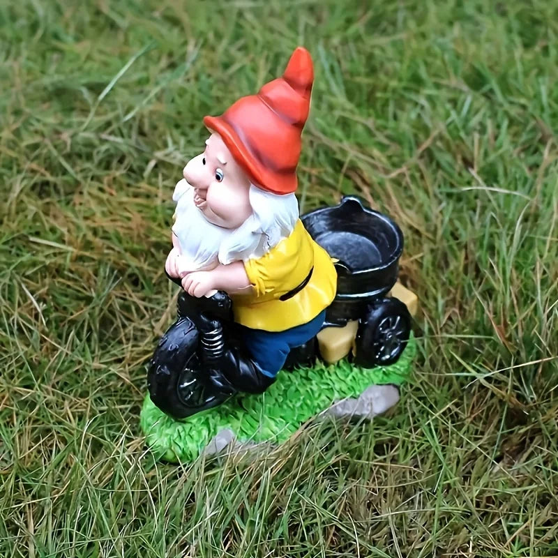 Garden Gnome On Bicycle Statue Durable Resin Outdoor Decor Flower Cart Dwarf Ornament Fall 2026