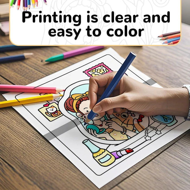 colouring Book 24-Page Cat Family Life Scenes Relaxation Easter Gift Idea For Stress Relief