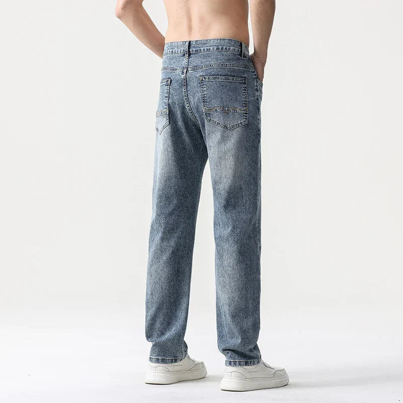 Oversized Men’s Wide Leg Jeans - Straight Lyocell, Casual