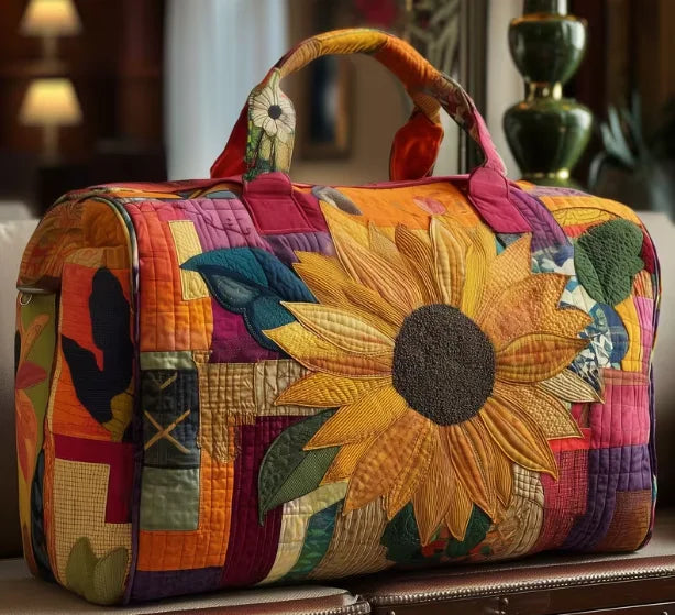 Soft Unisex Travel Tote - Quilted, Cat-Embroidered Fabric, For Beach, Hiking, Camping