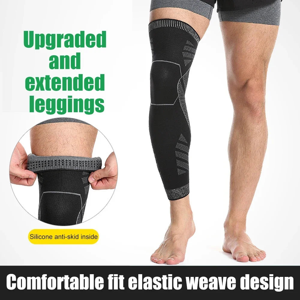 Full Leg Compression Sleeve Long Knee Support for Cycling Hiking Basketball – Pair 2026