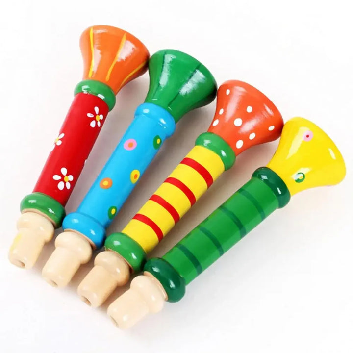 Wooden Trumpet Toy Horn Whistle - Musical Instrument for Kids, Early Educational Montessori Sound Training