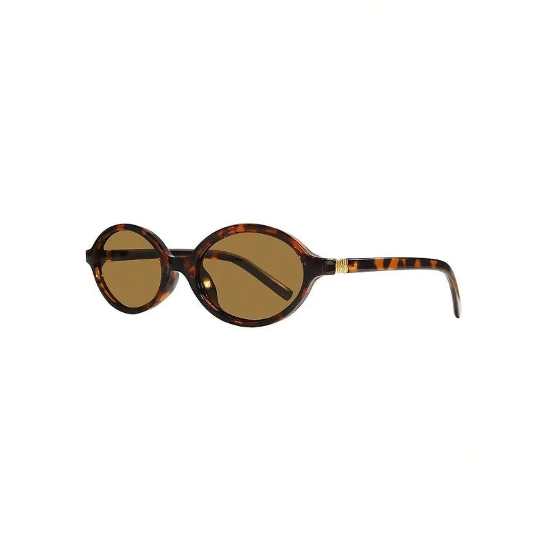Retro unisex small oval sunglasses – mirror lens, resin frame, casual beach &amp; daily accessory