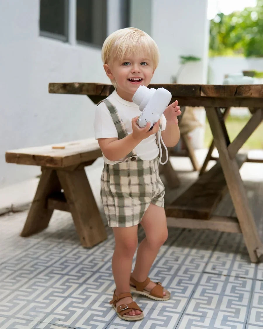 Soft Unisex Kids’ Matching Outfits – Plaid Grid, Floral, 100% Cotton, Summer Casual Wear