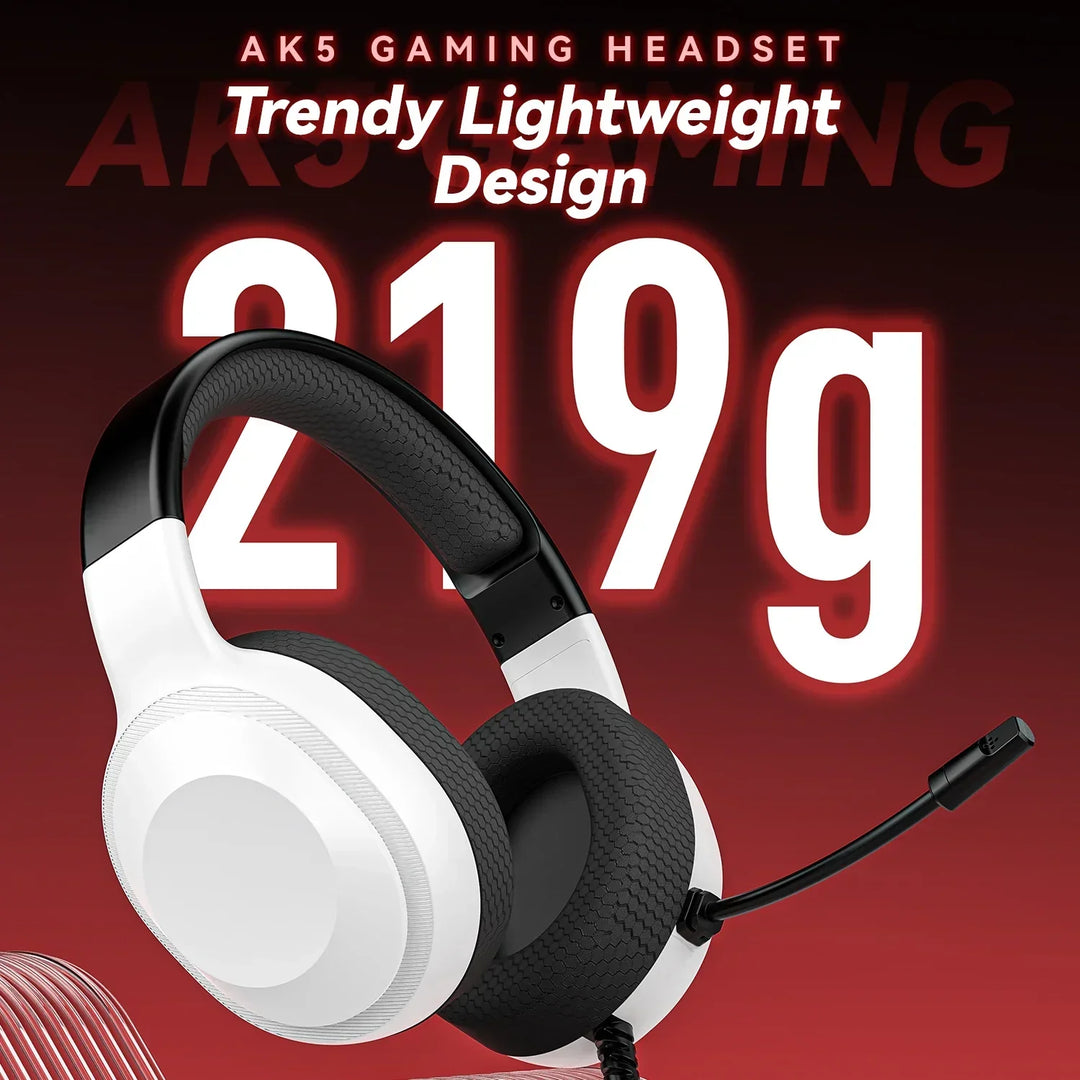 Gaming Headset Wired Lightweight With Omnidirectional Mic