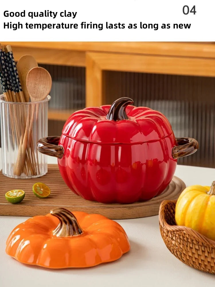 Ceramic Soup Pot Pumpkin Lid Porcelain Large Fall 2025