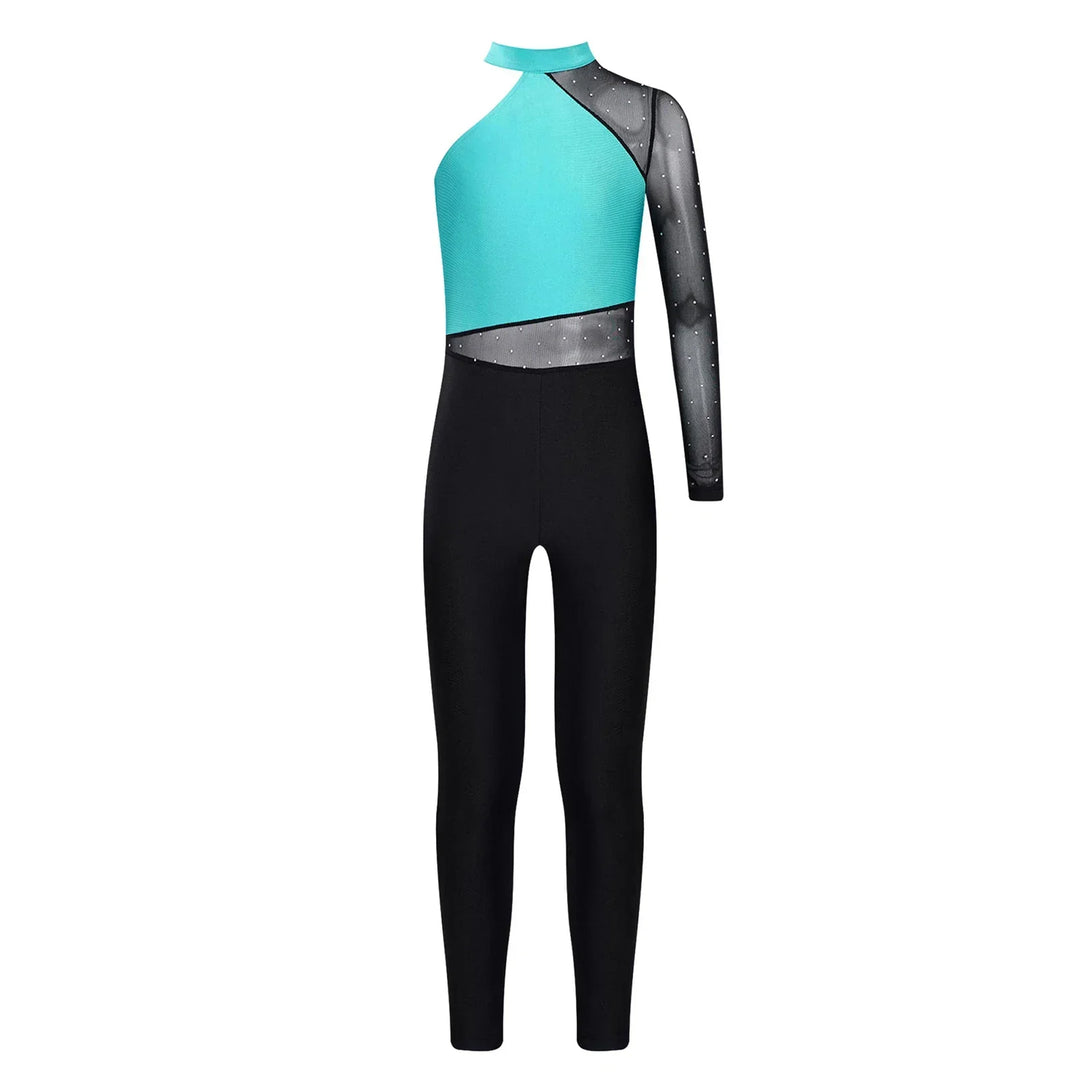 Stretchy Girls Unitard – Long Sleeve, Snakeskin, Polyester, Nylon, Elastane, For Ballet, Rhythmic Gymnastics