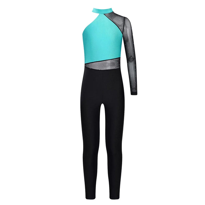 Stretchy Girls Unitard – Long Sleeve, Snakeskin, Polyester, Nylon, Elastane, For Ballet, Rhythmic Gymnastics