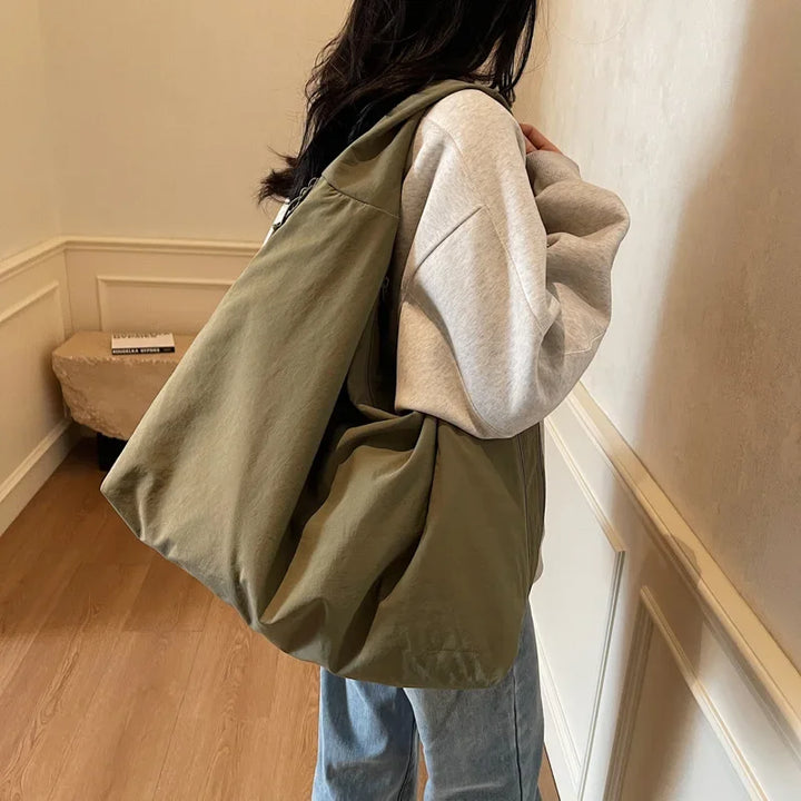 Lightweight Versatile Women Shoulder Bag - Slouchy Nylon