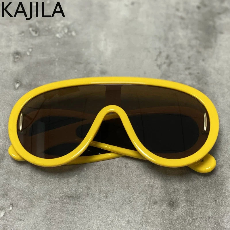 Sunglasses White Frame Oversized Wave Mask Goggles Y2K Punk Steampunk Eyewear TikTok Viral 2026