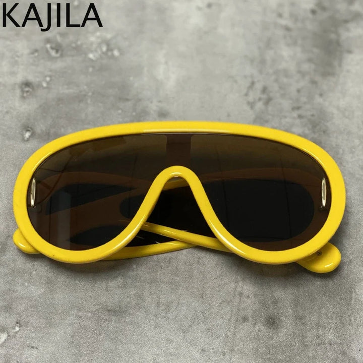 Sunglasses White Frame Oversized Wave Mask Goggles Y2K Punk Steampunk Eyewear TikTok Viral 2026
