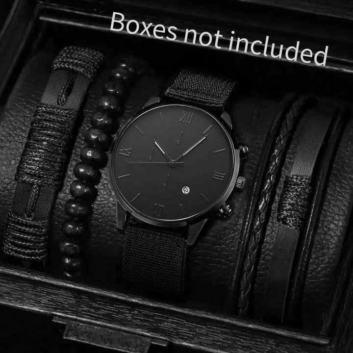 Quartz Watch And Bracelet Set Nylon Band Casual Gift