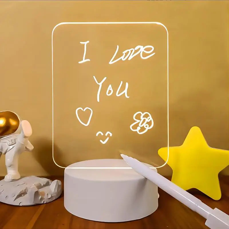 Creative LED Message Board Night Light - USB Doodle Lamp for Kids, A Fun Valentine&