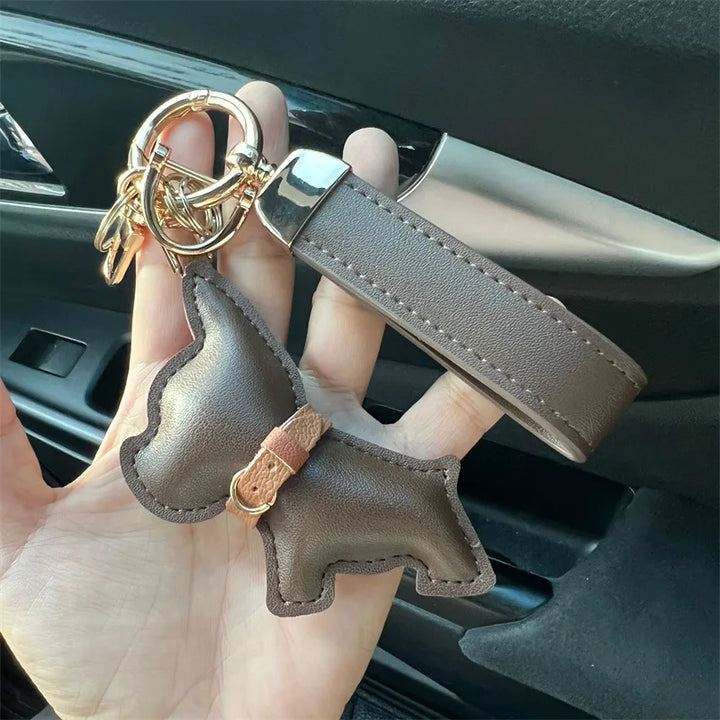 Leather Dog Keychain Car Charm Bag Hanging Accessory