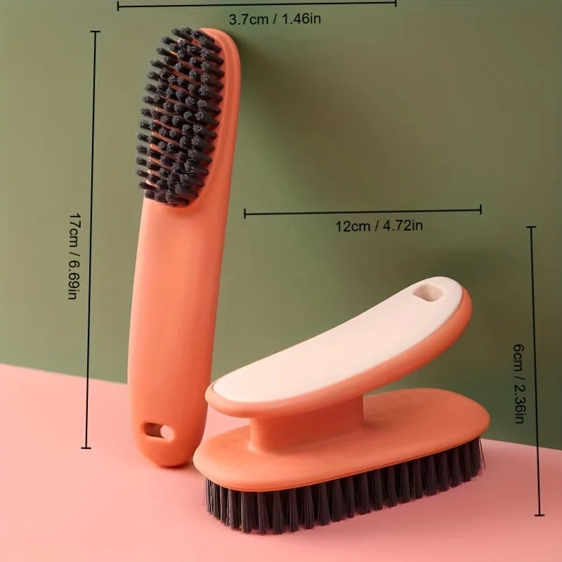 Soft Bristled 2pc Household Cleaning Brushes - Long Handle Shoe &amp; Clothes Brush Set