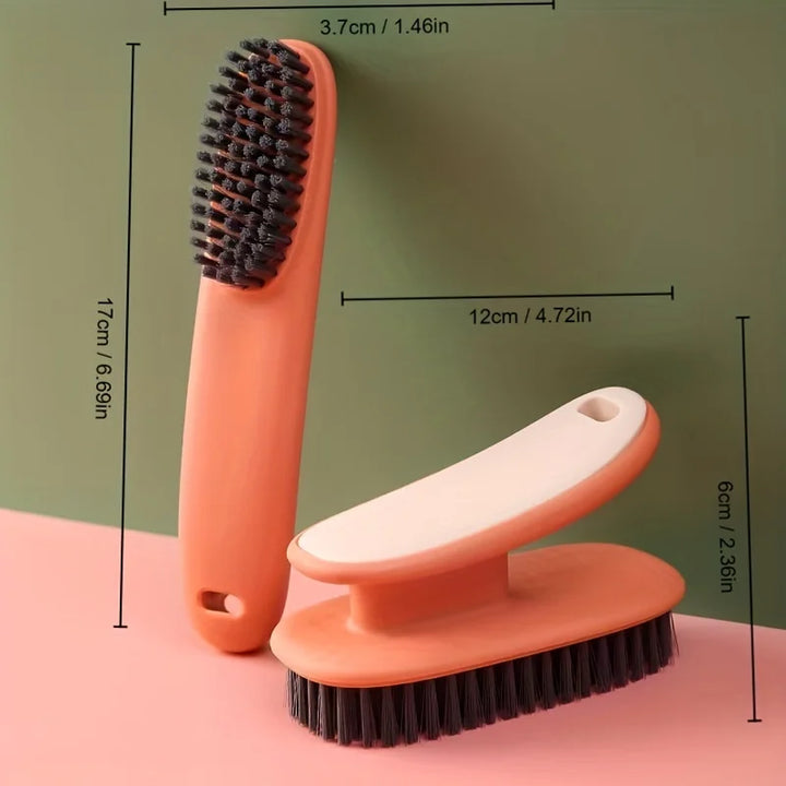 Soft Bristled 2pc Household Cleaning Brushes - Long Handle Shoe &amp; Clothes Brush Set