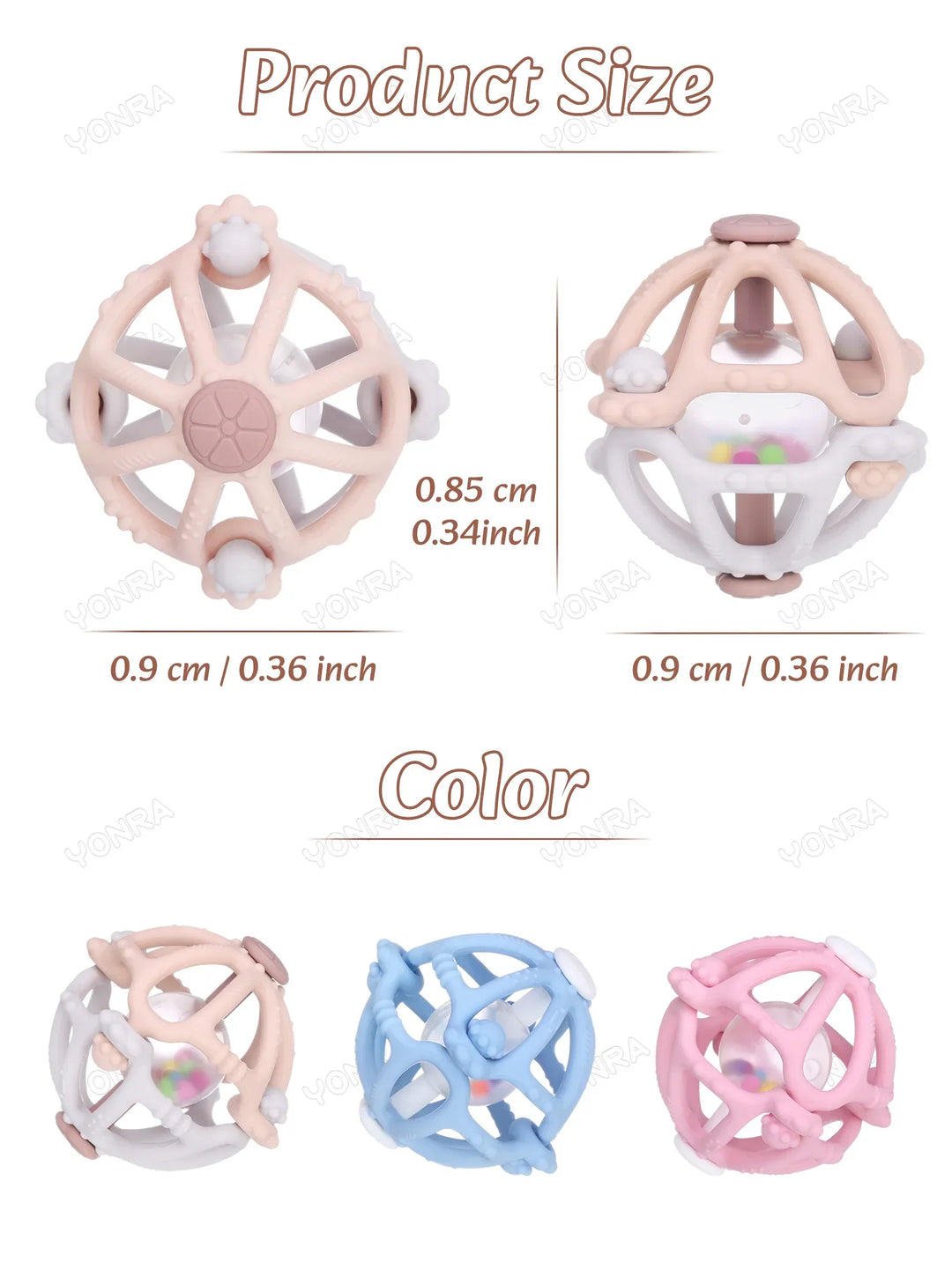 Silicone Teether Rattle Orb Montessori Newborn Sensory Toys