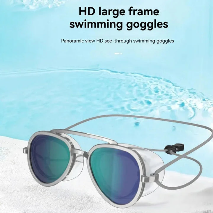 Wide Angle Anti-Fog Swimming Goggles – Full View Retro Frame Unisex Pool Swim Eyewear 2026