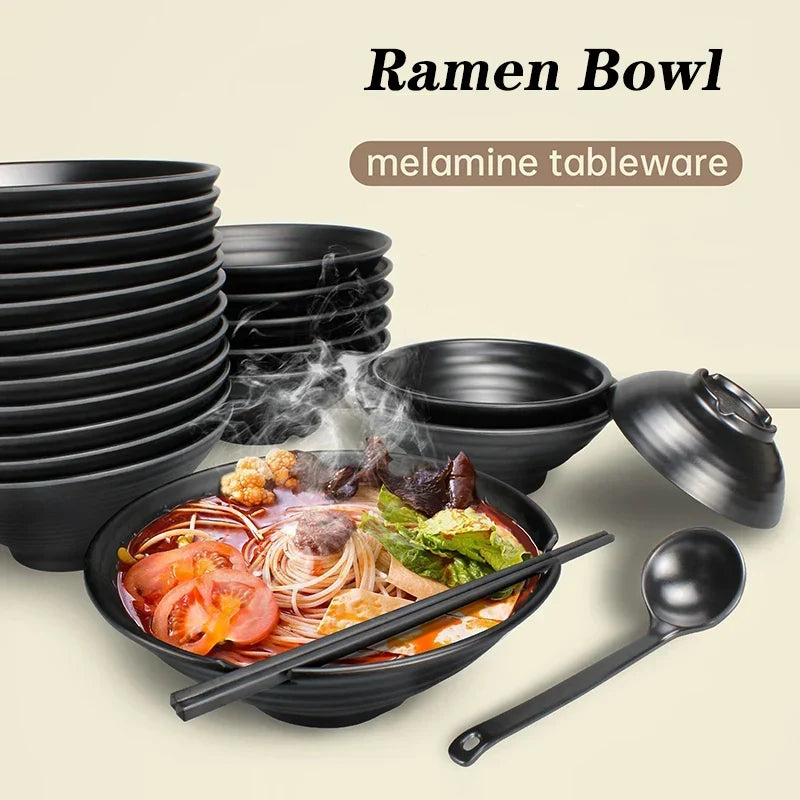 Ramen Bowl Black Plastic Japanese Style Noodle Bowl