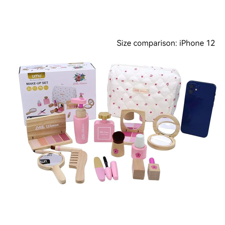 Wooden Makeup Set For Kids Pretend Play Cosmetic Kit Back To School 2025 Gift Safe Non Toxic