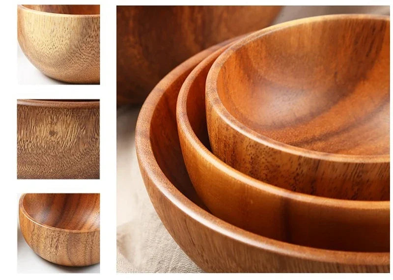Acacia Wooden Bowl Japanese Style Salad Bowl Ramadan
