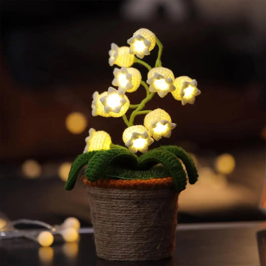 Knitted Lily Of The Valley Cotton Rope Pot Lamp Cozy