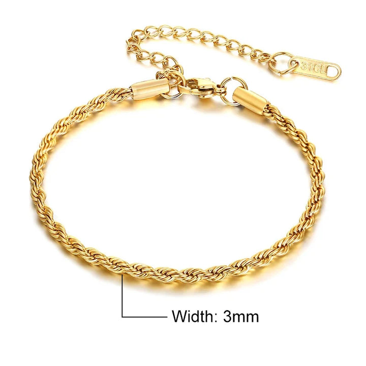 Stainless Steel Rope Chain Bracelet Twisted Singapore