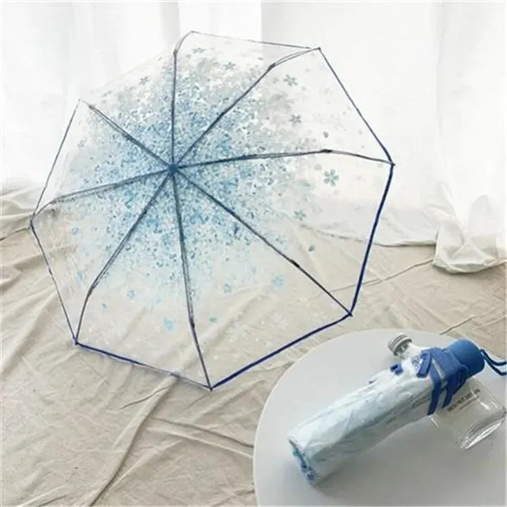 Korean Style Folding Umbrella with Cherry Blossom Design