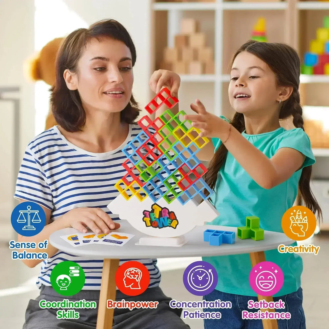 colourful Balance Stacking Game - Fun Tetra Tower Puzzle for Kids &amp; Adults, Perfect for Family Game Night &amp; Gifts