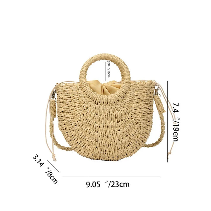 Straw Bag Natural Handwoven Half Moon Beach Tote Crossbody Bag Large Capacity Summer 2026 Vacation Accessory