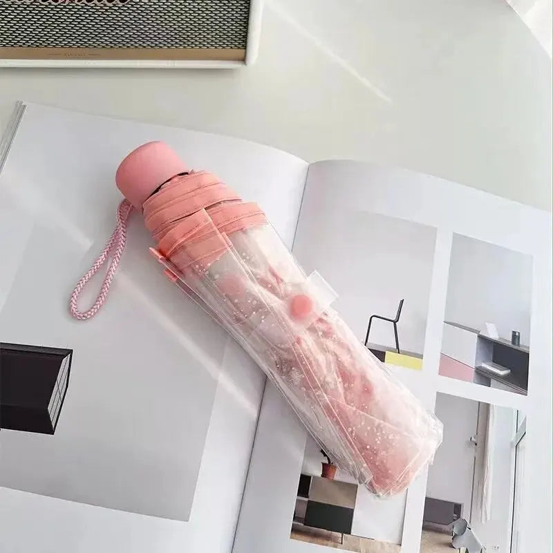 Korean Style Folding Umbrella with Cherry Blossom Design