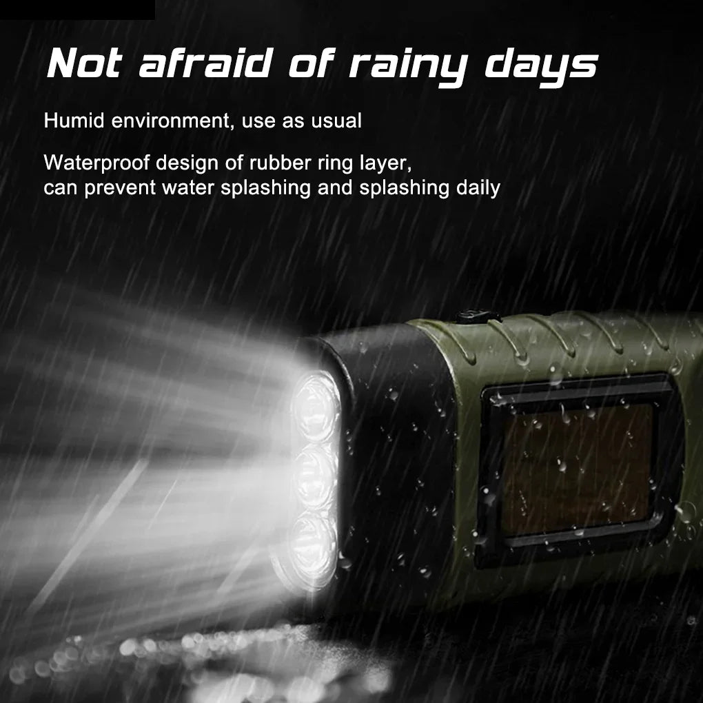 Portable LED Flashlight Tent Light Hand Crank Solar Torch - Outdoor Camping Hiking Emergency Lantern