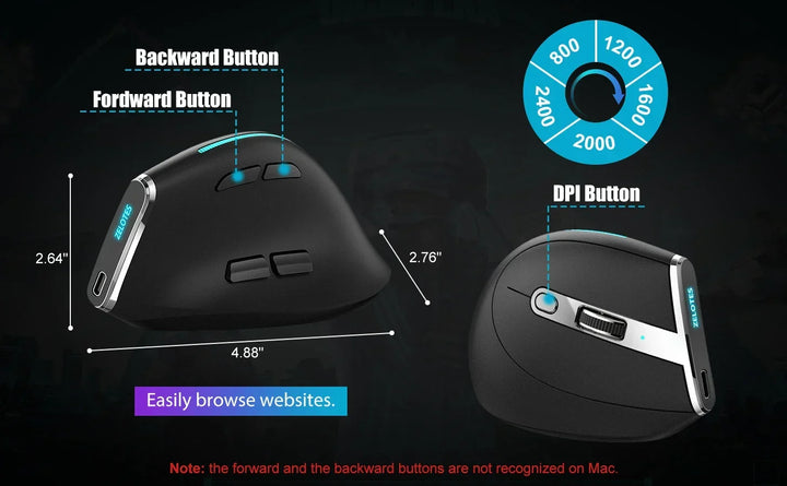 Bluetooth Vertical Ergonomic Mouse With OLED Screen