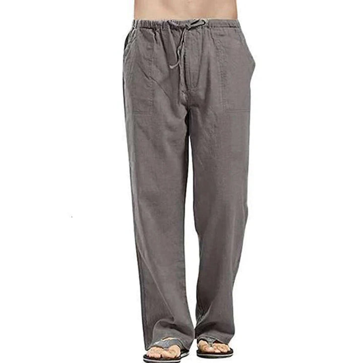 Solid Color Multi-Pocket Linen Men Pants - Casual Breathable Summer Trouser, Large Size