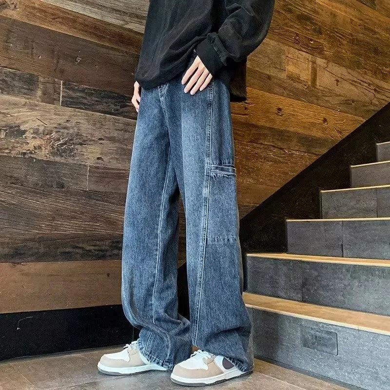 Oversized Mens Cargo Jeans - Wide Leg, Denim, Street
