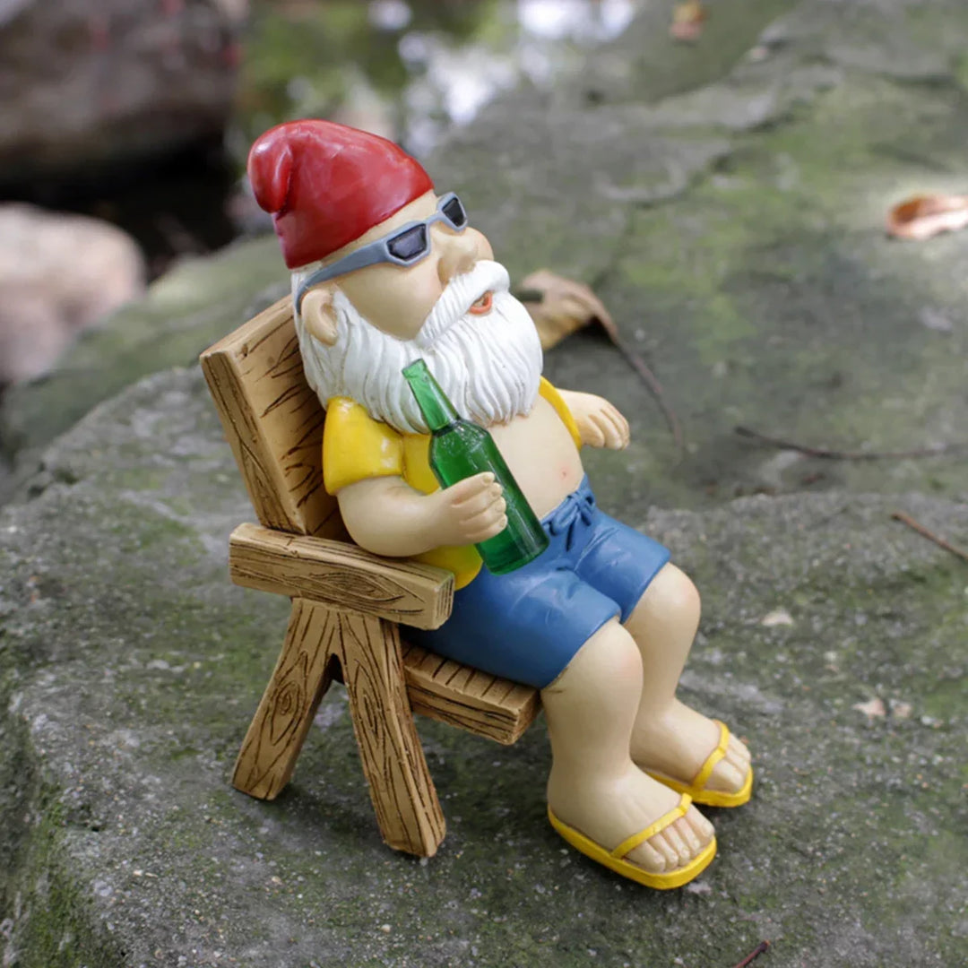 Garden Gnome Statue Sunbathing Dwarf Figurine Creative Outdoor Scene Decor For Summer 2026 Gift