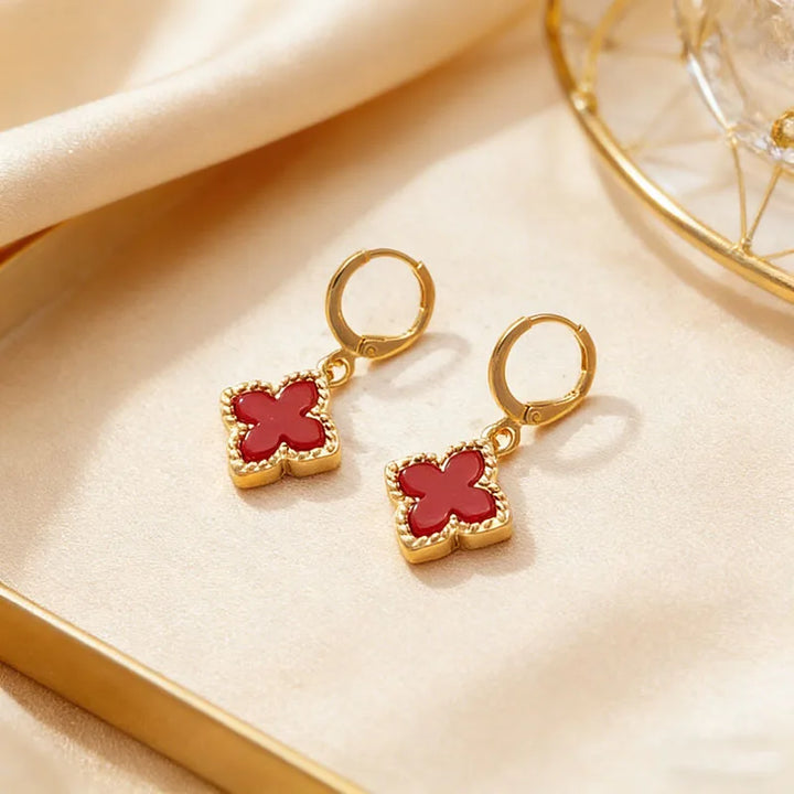 Earrings Four Leaf Clover Pendant Dangle Jewelry Gift Idea Spring 2026 Trendy Party Accessory