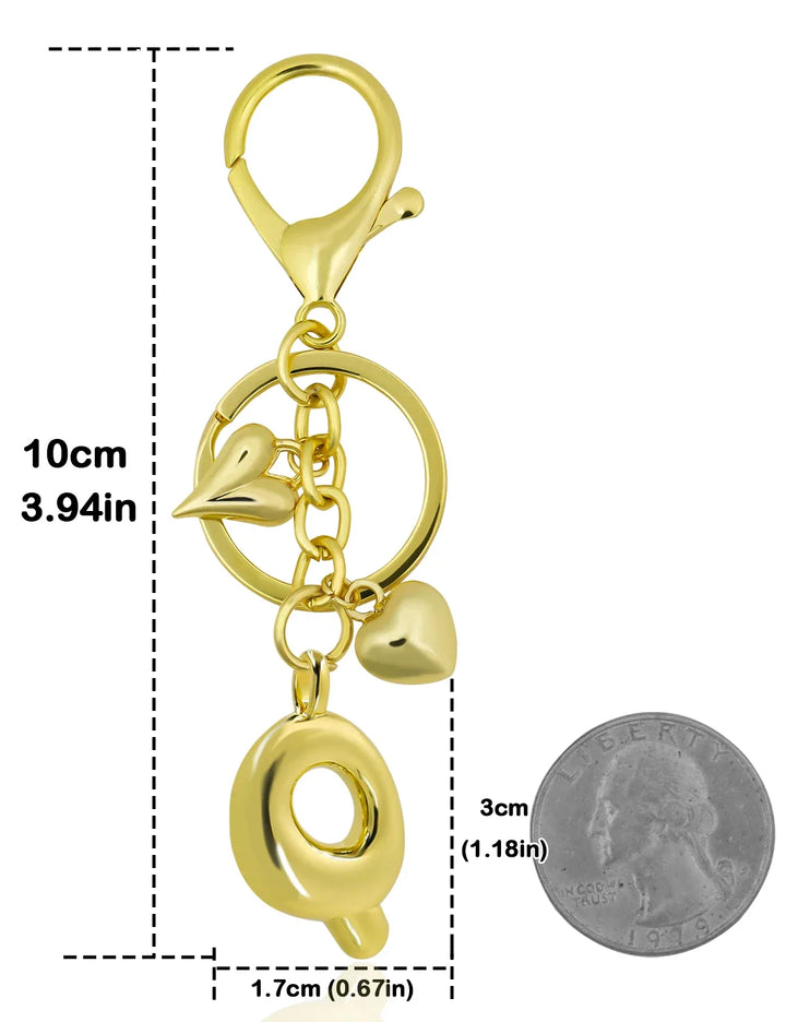 Personalized Keychain Gold Bubble Letter Bag Charm Gift