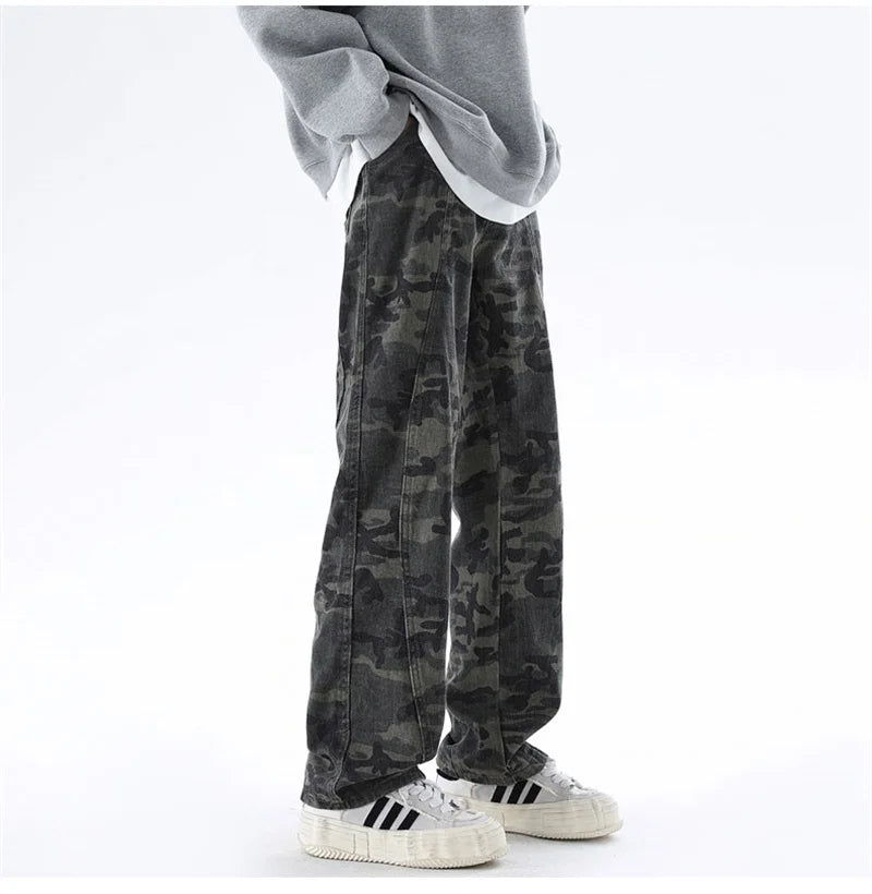 Oversized Men’s Cargo Jeans - Baggy Straight Denim Wear