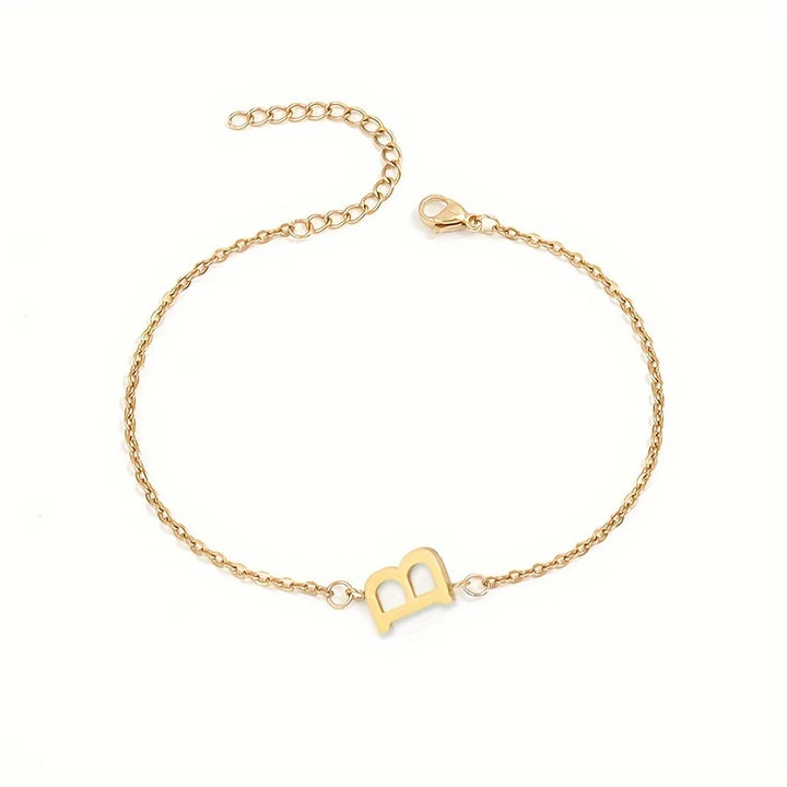 Initial Letter Bead Bracelet Thin Chain Minimalist Elegant