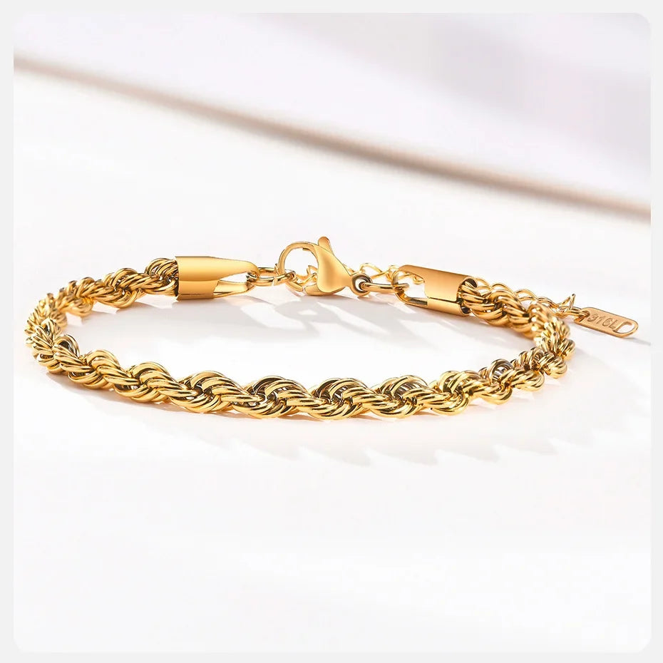 Stainless Steel Rope Chain Bracelet Twisted Singapore