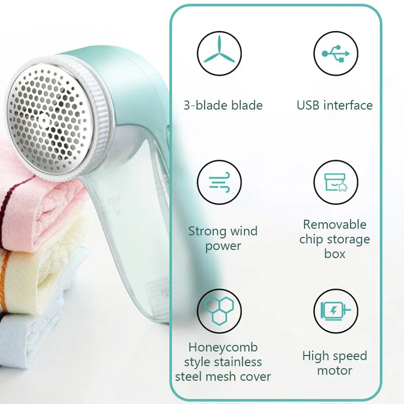 Household Clothes Electric Lint Remover USB Fabric Shaver Trimmer for Clothing Fluff Pellets