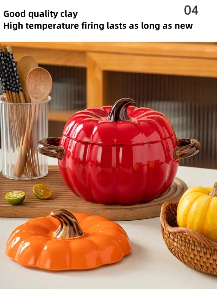 Pumpkin Soup Pot 1.4L Ceramic Bowl With Lid Halloween