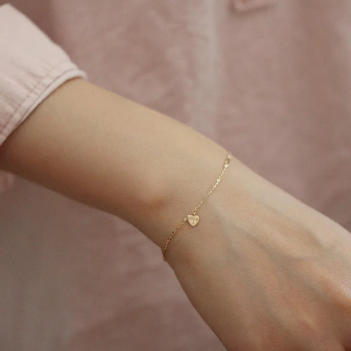 Gold Heart Bracelet 14K Plated 925 Silver Valentine&
