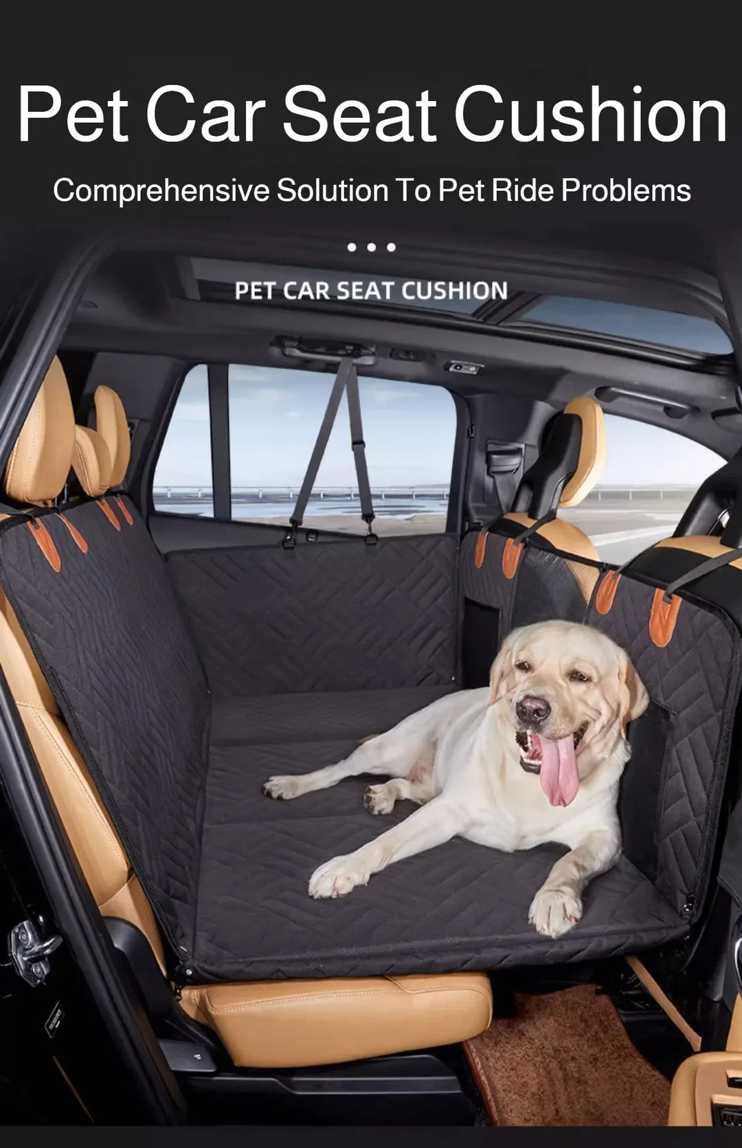Waterproof Pet Car Seat Cover - Non-Slip Scratch-Proof Hammock Back Seat Protector for Dogs